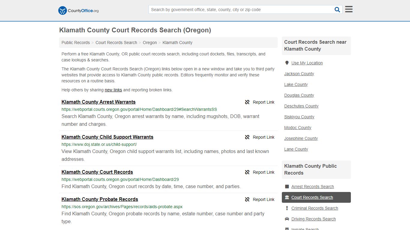 Klamath County Court Records Search (Oregon) - County Office