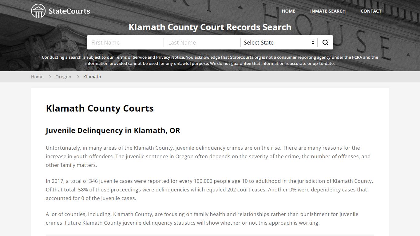 Klamath County, OR Courts - Records & Cases - StateCourts